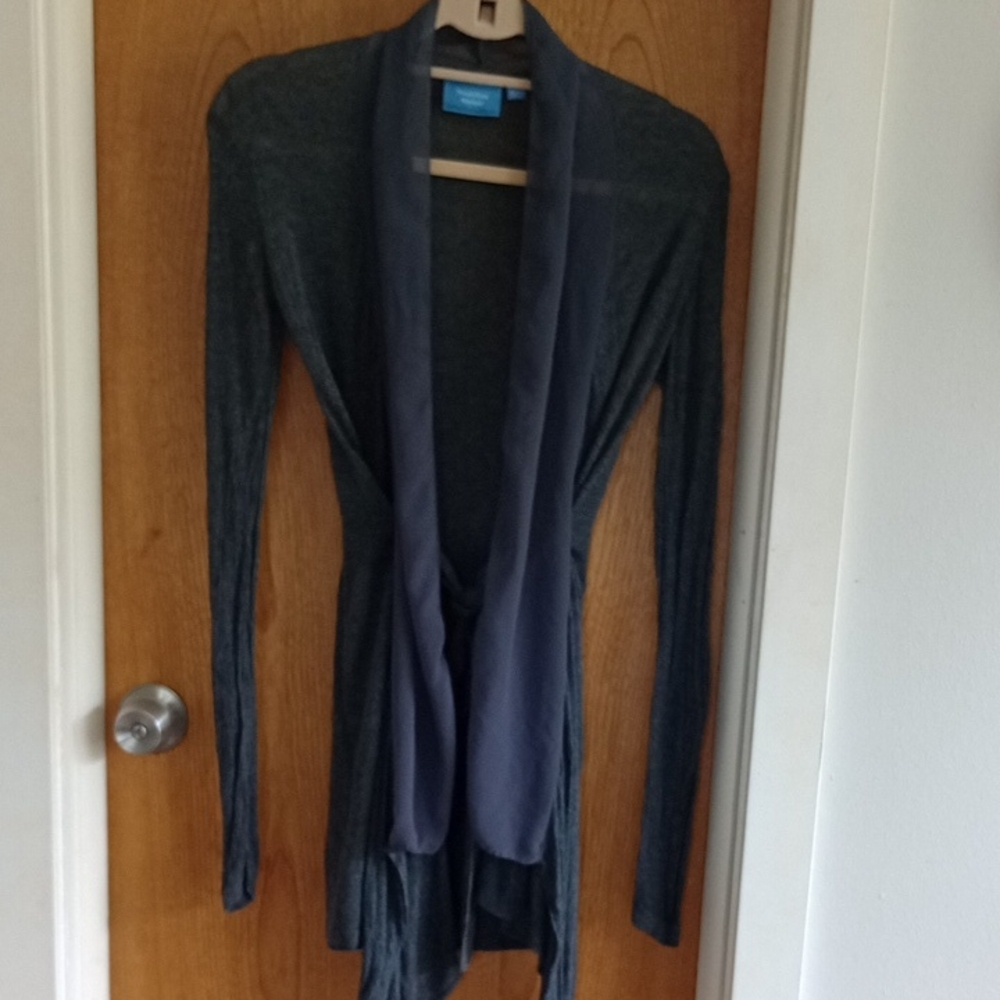 Simply Vera Vera Wang Charcoal Open Front Cardigan, Size XS